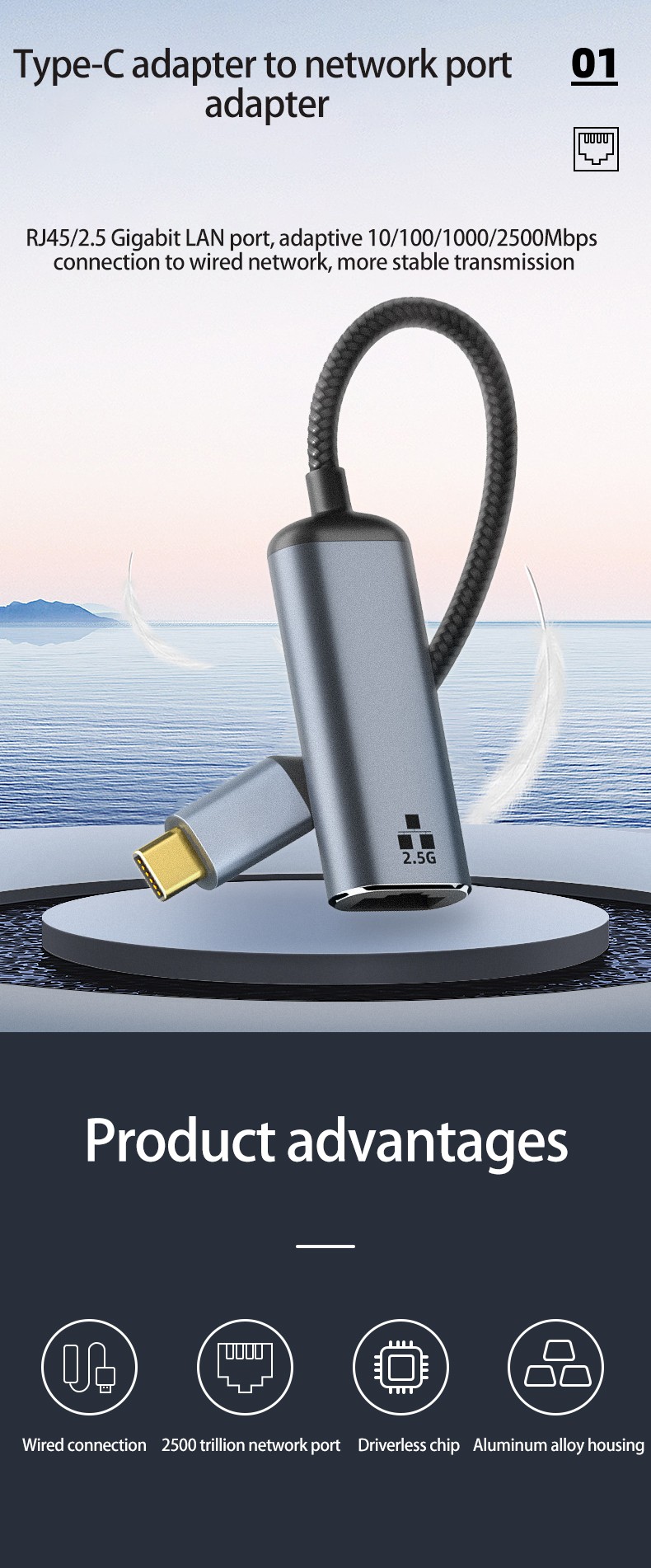 USB C í RJ45 2,5 Gígabita Ethernet Millistykki - Image 6