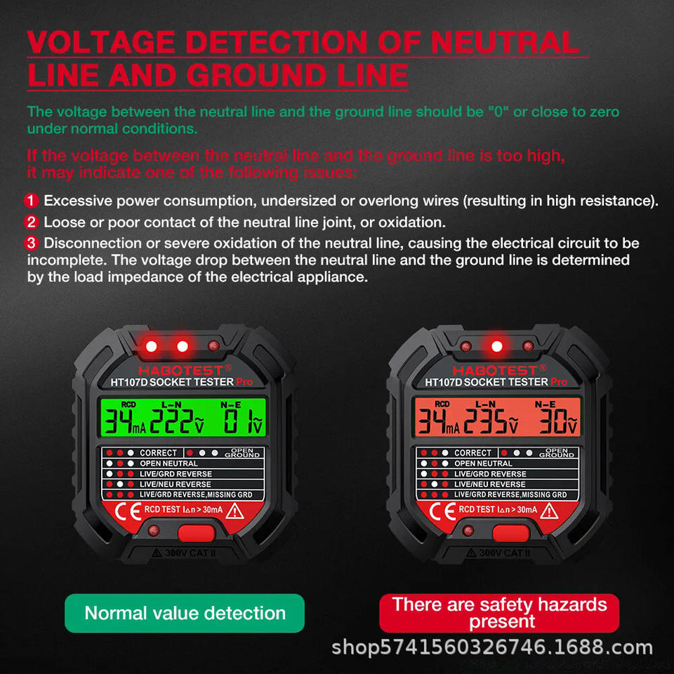 HT107 snjall LCD tengla fasavísir