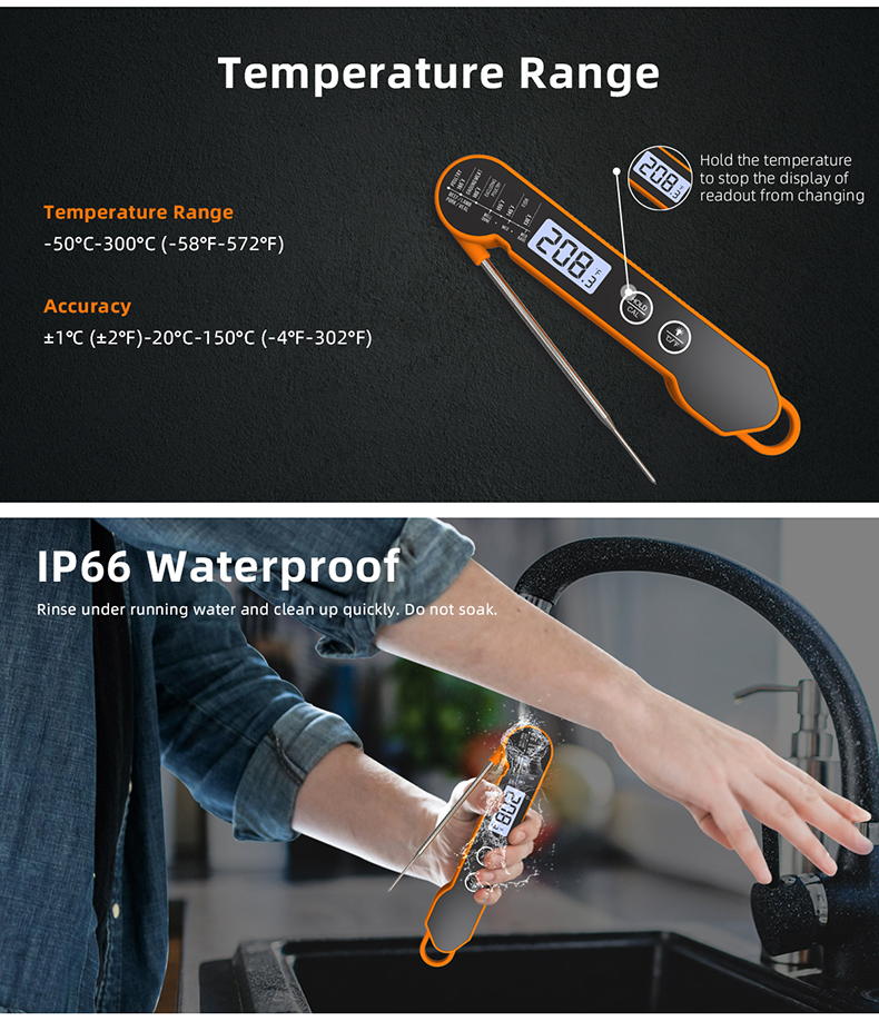 Stafrænn kjöthitamælir með rauntímamælingu