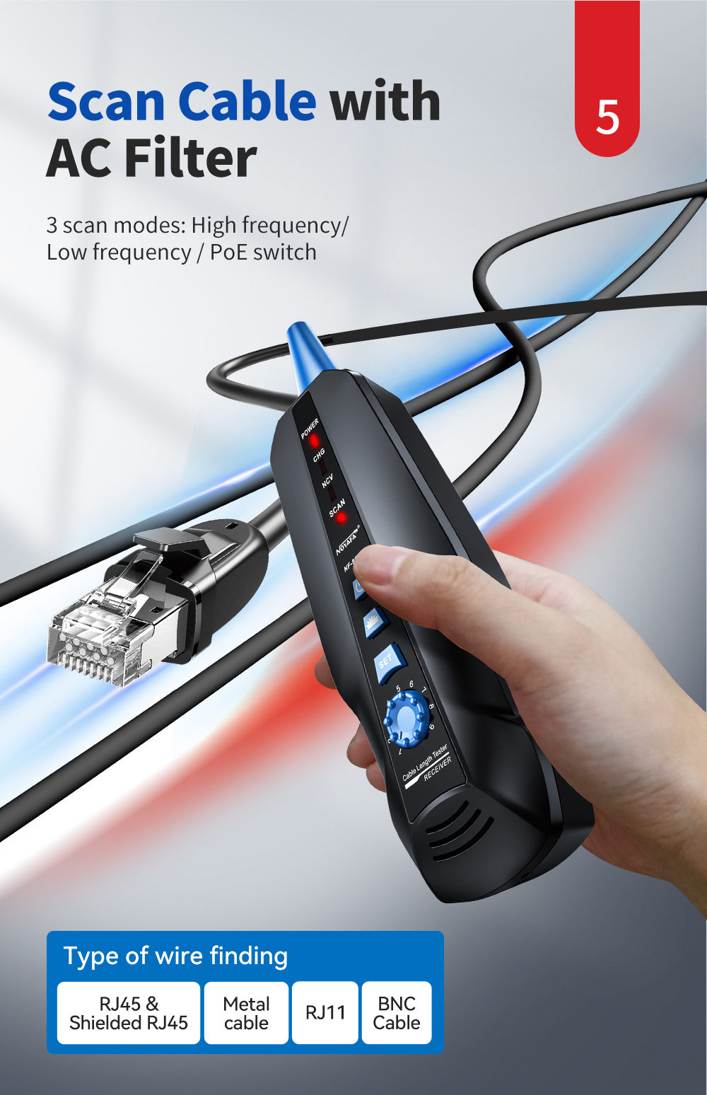 Noyafa NF‑8601S kapallprófari