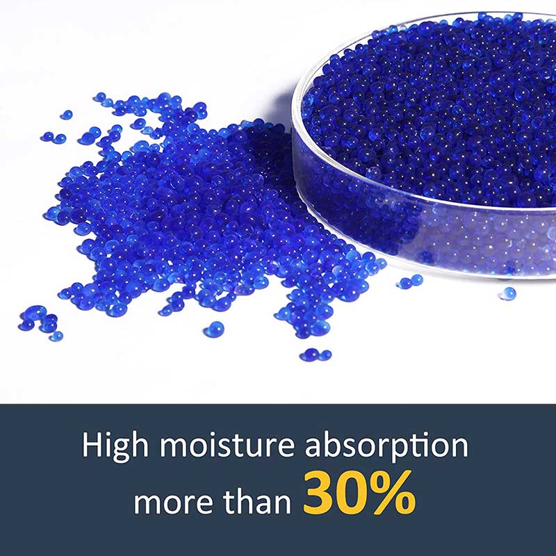 Blue indicating silica gel beads